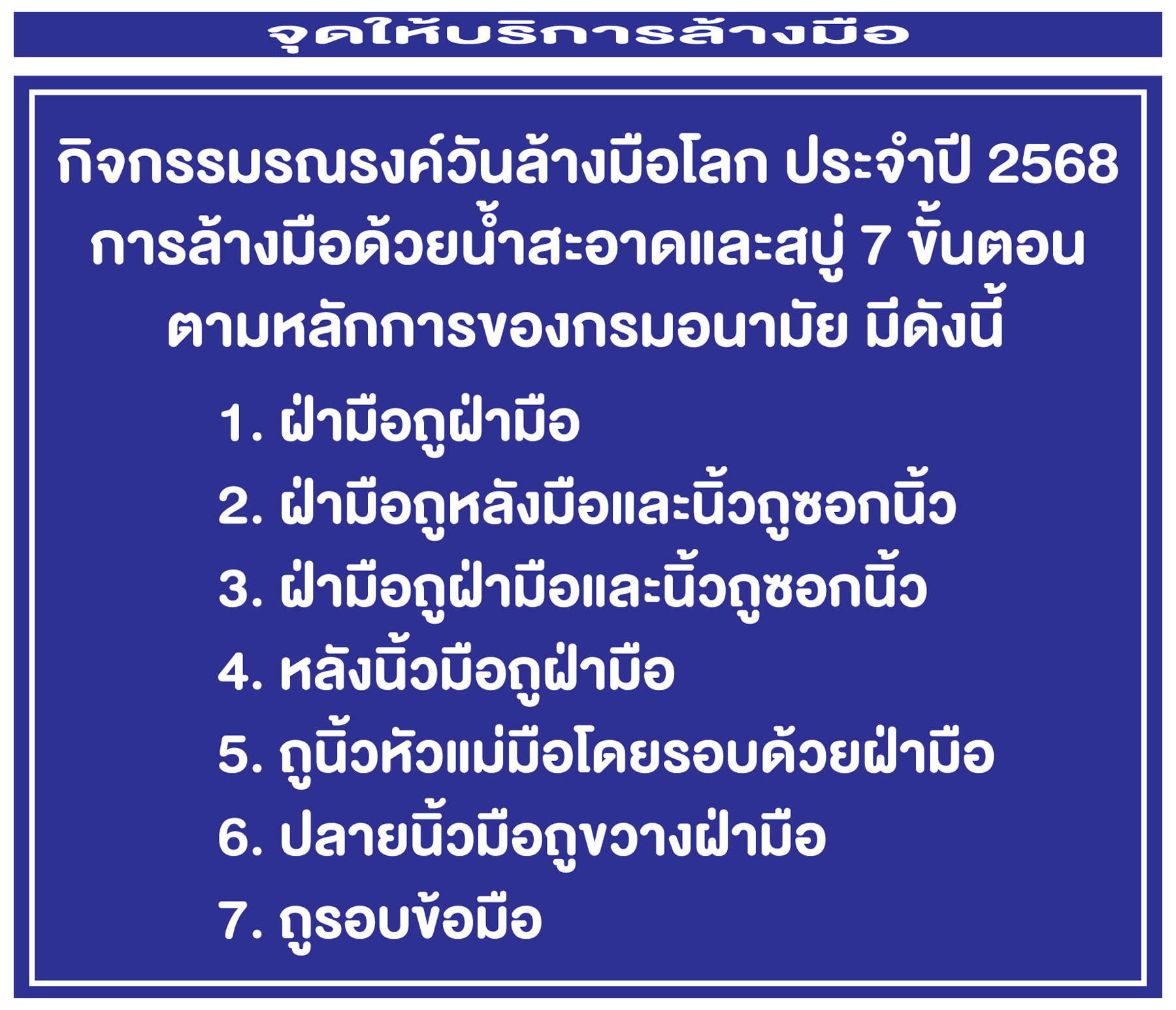 กิจกรรมวันล้างมือโลก ประจำปี 2568
